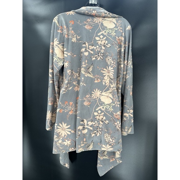 Soft Surroundings Womens Blue Floral Faux Suede Draped Open Front Blazer Size XL - Picture 3 of 5